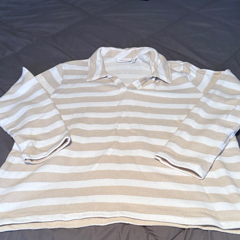 Striped Beige and White Women's Blouse